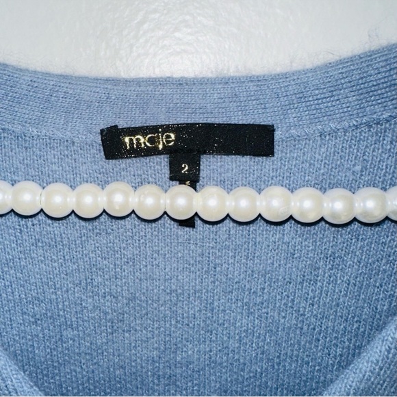 MAJE SHORT ANGORA BLEND V-NECK SWEATER - Picture 3 of 10